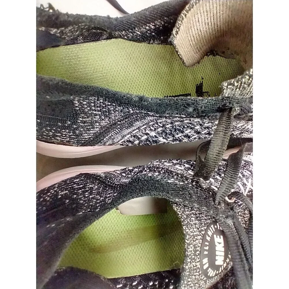 Nike Womens 9.5 Free RN Flyknit 942839-007‎ Black Pink Running Shoes Sneakers